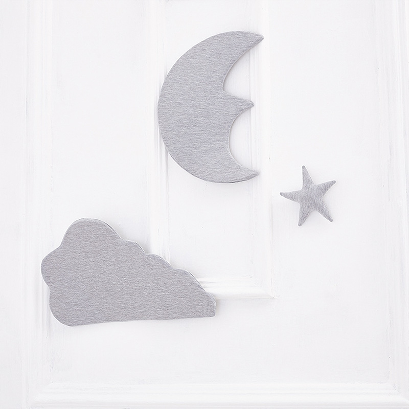Ins nordic style 3d moon cloud star wall stickers børneværelse dekoration børn leger telt hængende ornament foto rekvisitter 3 stk / sæt: Grå