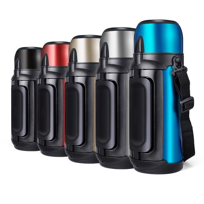 Termo de acero inoxidable de gran capacidad 1.5L / 2L para viajes al aire libre, taza de agua con personalidad, taza de vacío de aislamiento portátil
