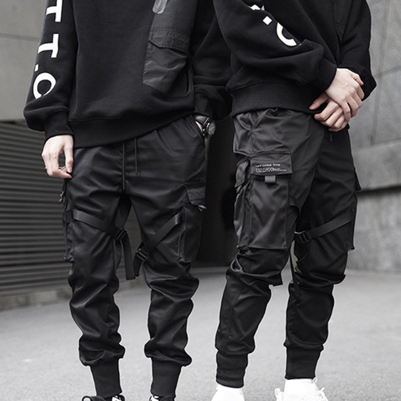 Pantalones Joggers de Hip Hop de otoño para hombres, pantalones Streetwear Cargo, monos, pantalones de negros, pantalones hasta el tobillo con bolsillos holgados