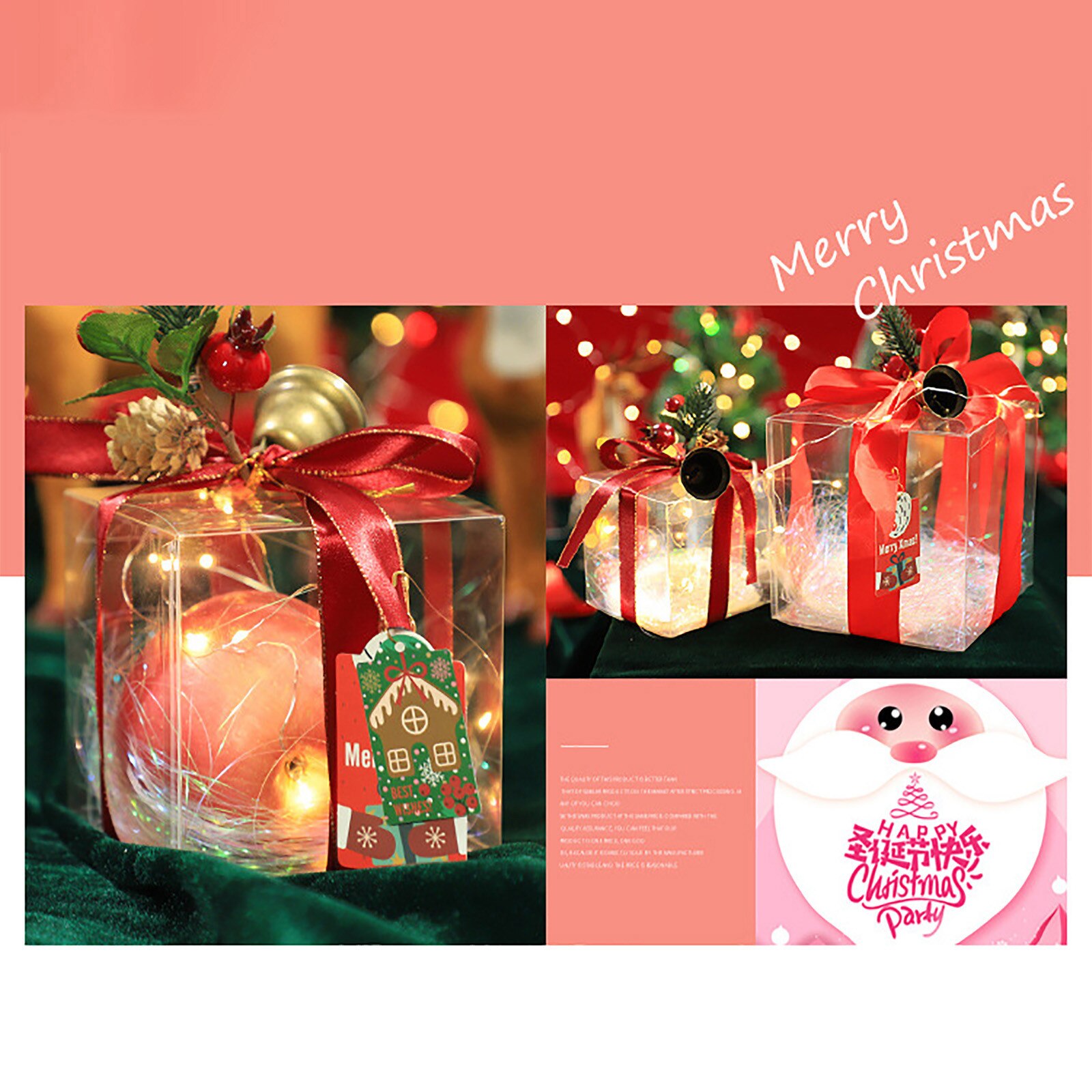 Thuis Kerst Decoratie Verlichting Pvc Kerst Box Candy Verpakking Xmas Apple Giftbox Ornamenten Decor Geschenkdoos