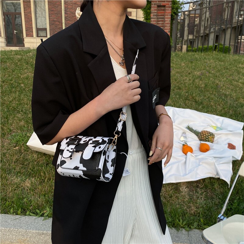 lässig Alle-spiel Frauen Klappe Schulter Bote Taschen retro Kuh prasseln Damen Kleine Quadratische Tasche Weibliche Mädchen Geldbörse handtaschen