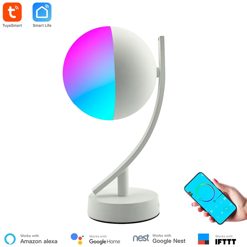 Rgb Led Bureaulamp 7W Smart Voice Led Controle Wifi App Remote Dimbare Slaapkamer Tafel Nachtverlichting Werken Met alexa Google Thuis