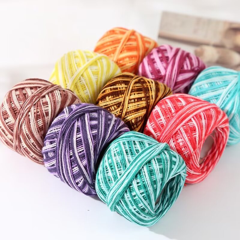 Rollo de hilo de encaje para ganchillo, suministros de costura para bordado teñido, acolchado, tamaño 5, 20g