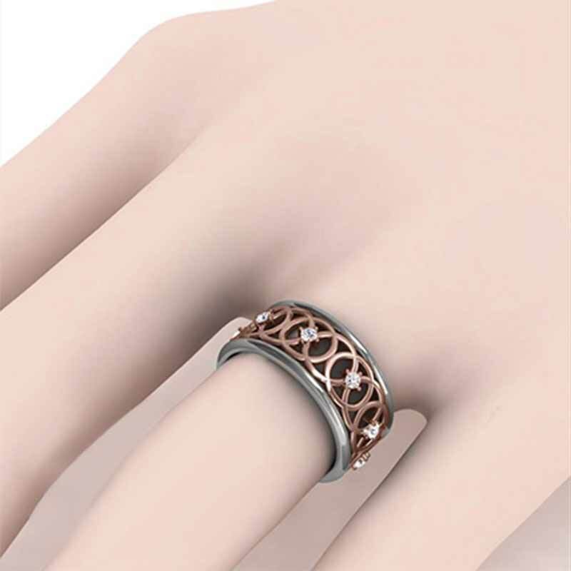 Huitan Come Ring Band Fancy Cross C Two-Tone Ring For Women Hollow Out Pattern Jewelry Factory Direct