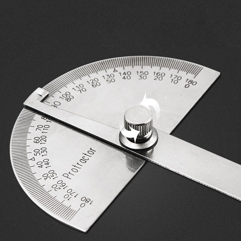 180 Degree Adjustable Multifunction Stainless Steel Roundhead Ruler Mathematics Measuring Tool Hand Operated Tools