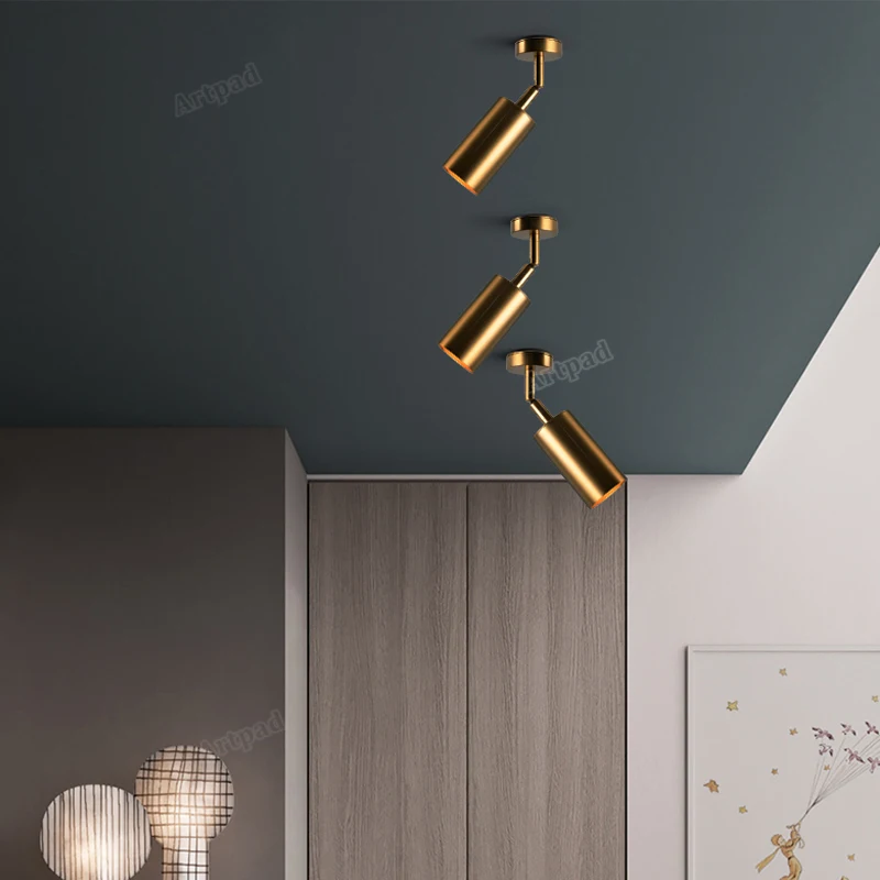Led moderno direcional spotlight ajustável graus de luz do ponto teto para foyer interior sala estar luz pista branca quente