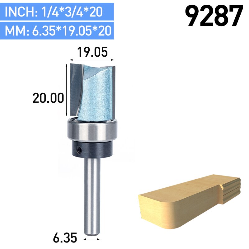 HUHAO 12.7 to 38mm Shank Flush Trim Router Bit Straight Bit Tungsten Woodworking Milling Cutter Tool: 9287
