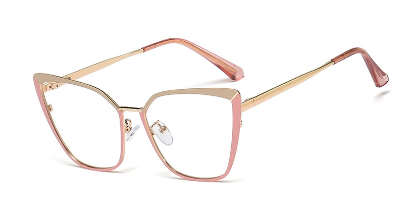 48104 Cat Eye Retro Ultralight Metalen Brilmonturen Mannen Vrouwen Optische Mode Computer Bril: C2 khaki pink