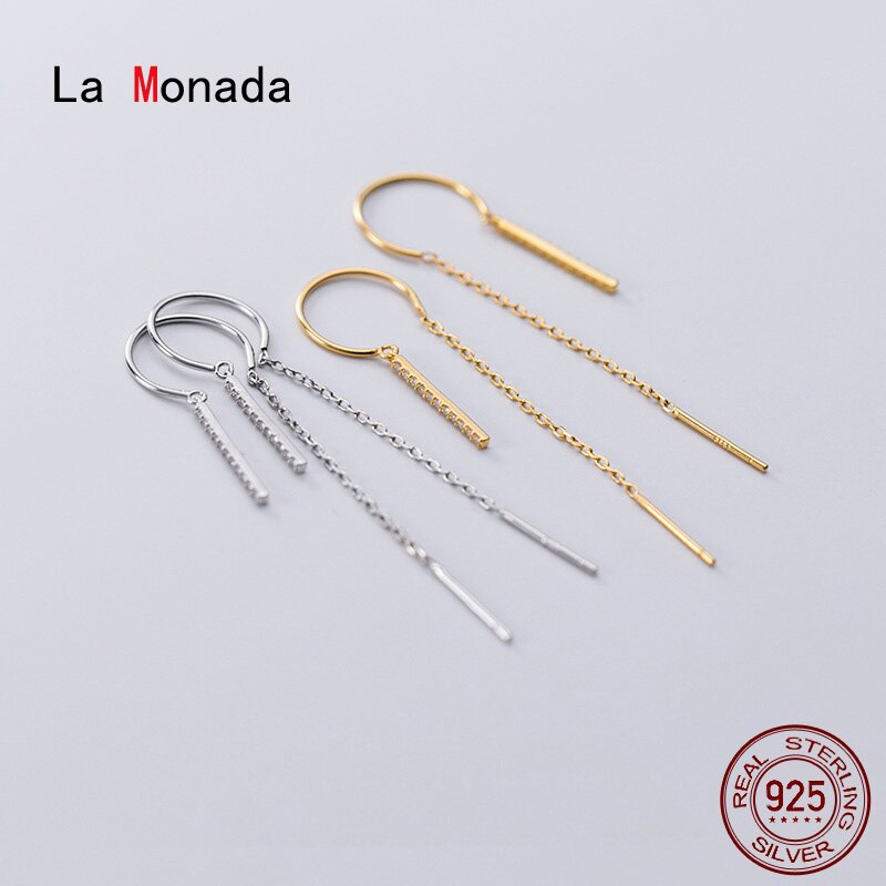 La Monada pendaison boucles d'oreilles pour femmes argent 925 femme C longue coréenne boucles d'oreilles goutte minimaliste femme bijoux