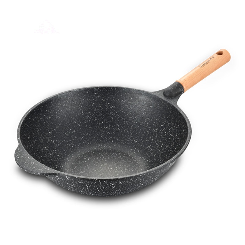 Pan maifan stone wok non-stick pan no-smoke induktion komfur gaskomfur 32/34cm stegejern pot gryde køkken gryder