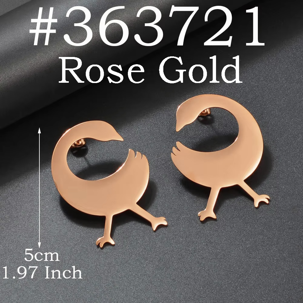 5cm/4cm/2cm African Ancient Cultural Symbol Big Stud Earrings Stainless Steel Dwennimen Sankofa Gye Ethnic Jewelry #363721: ROSE GOLD COLOR