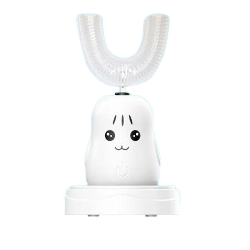 Kinderen Elektrische Tandenborstel U-vormige 360 Graden Automatische Opladen Geluid Wave Smart Magnetische Opladen Tandenborstel: WHITE