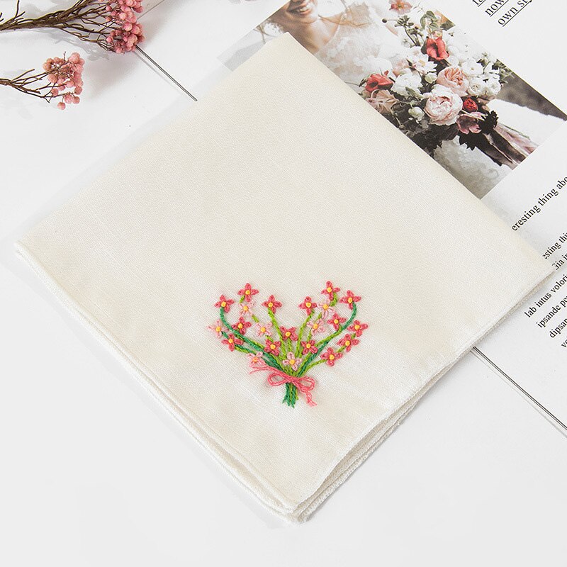 Handkerchief Embroidery Kit Needlework Flower Cross Stitch Set DIY Handwork Swing Handmade Craft Unfinished: 10