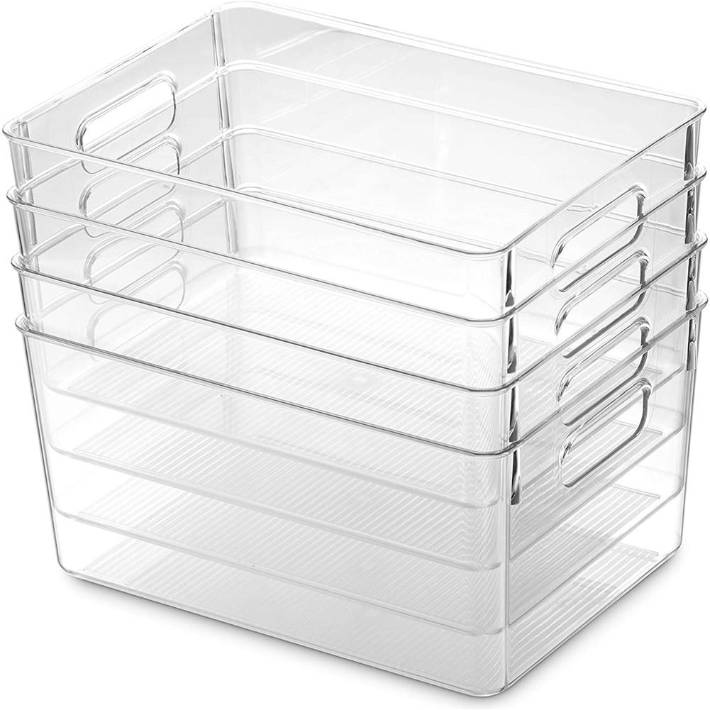 Refrigerator Storage Box Clear Plastic Food Container Rack Space Save Organizer for Kitchen Countertops Cabinets Refrigerator