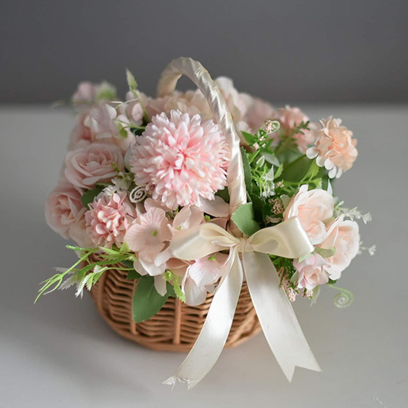 Handgeweven Bruiloftsbloemenmand Met Handvat Rieten Diversen Mand Bruiloftsbloemenmeisjes Mand Voor Thuis Picknick Opbergmand