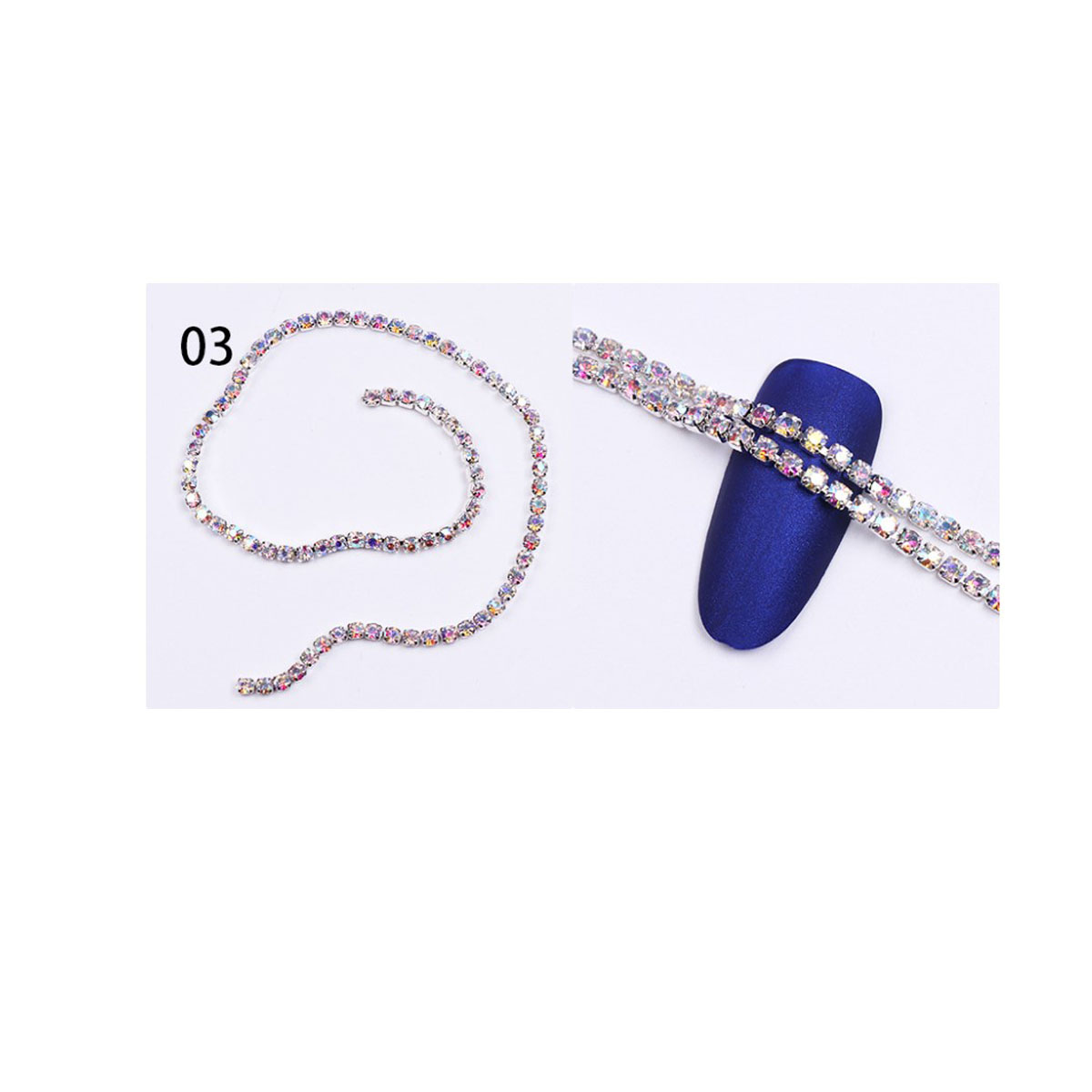 1 box Nail Art Platte Vorm Metalen Nail Art Kralen Crystal AB Steentjes Steen Manicure Decoratie: 03