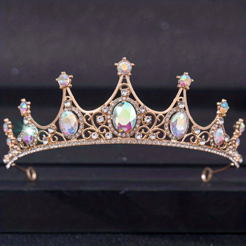 Barokke Kristallen Tiara's En Kronen Strass Prom Diadeem Kroon Tiara Voor Vrouwen Bruid Bruids Bruiloft Haaraccessoires Sieraden: Antique Bronze Plated