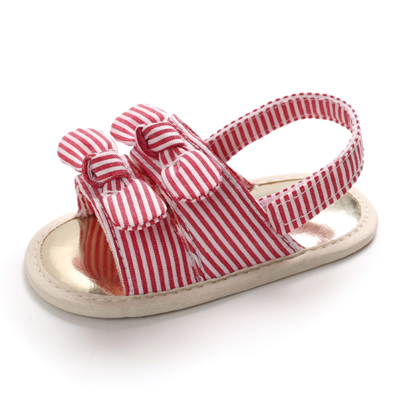 Baby Shoes Summer Girls Sandals Girls Shoes Non-slip Newborn Bownot Striped Girls Sandals Beach Plaid Princess Shoes #11