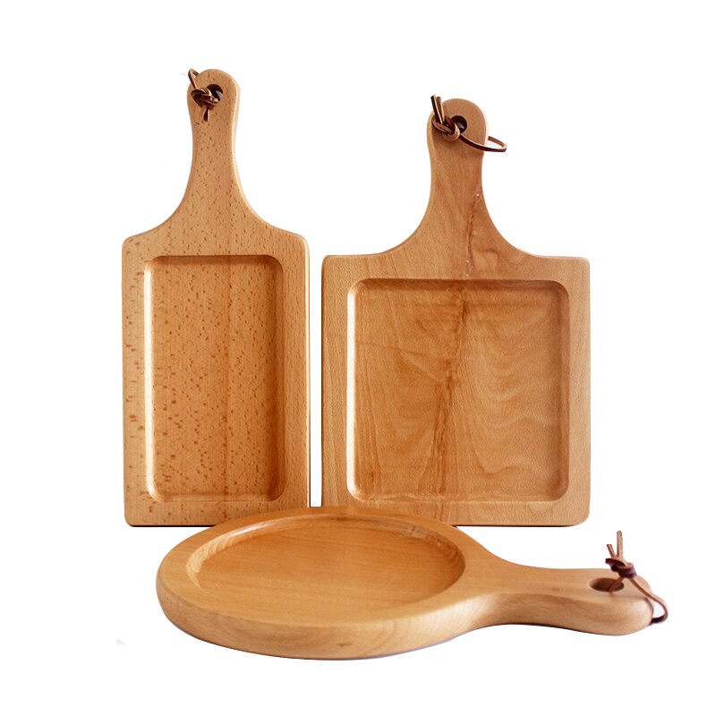 Natural Wood Bread Boards Multi-Use Serving Trays with Handle Japan Style Fruits Plate Baking Tool Cutting Board Eco Tableware