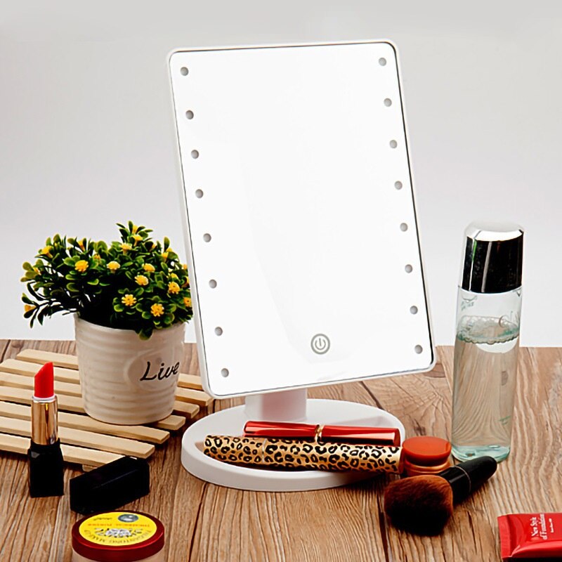 16/22 Mirrors 360 Degrees Rotation Makeup Mirror Adjustable Leds Lighted LED Touch Screen Portable Luminous Mirrors
