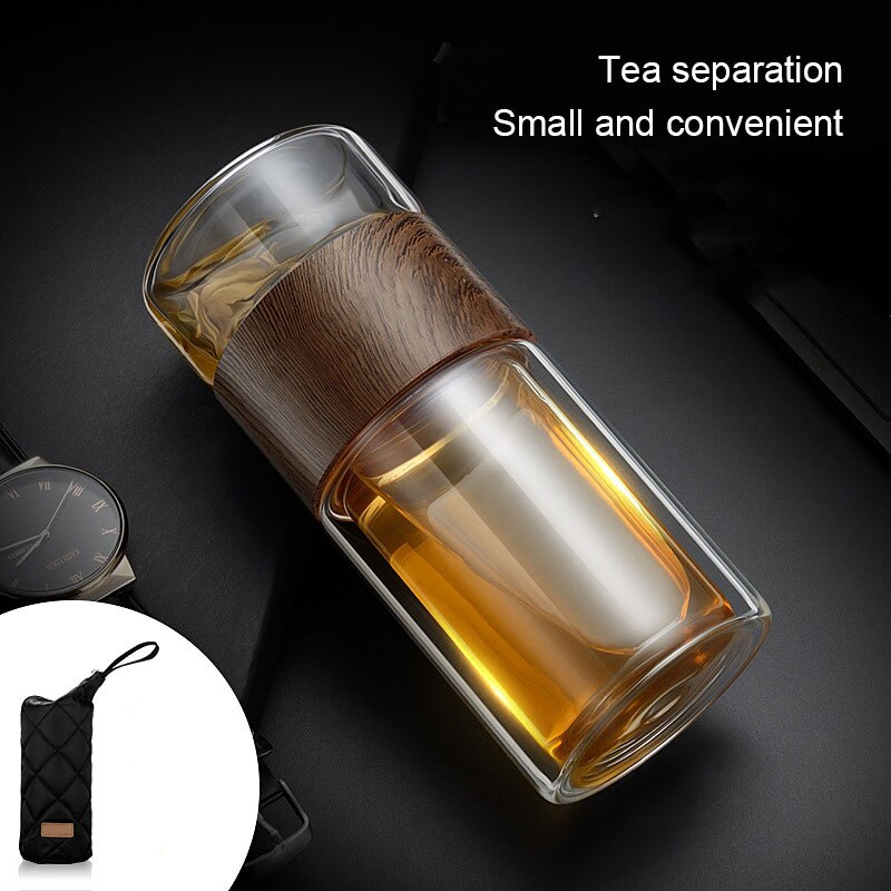 Glass Water Bottle Double Layers Tea Water Bottle Infuser Tumbler Drinkware Smart Bottle Tea Filter RERI889