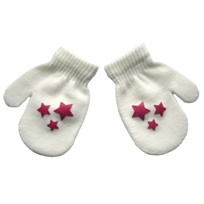 1 Paar Leuke Dot Ster Hart Patroon Wanten Jongens Meisjes Zachte Breien Warme Handschoenen Voor Kinderen Kids: White 1