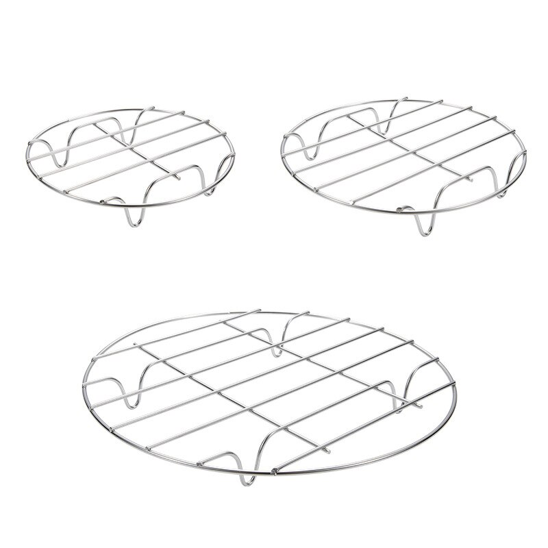 304 Stainless Steel Baking Cooking Steaming Racks Pot Steamers Air Fryer Round Steaming Tray Cooking Rack Kitchen Accessories