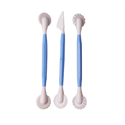 Delidge 3 stks/set Fondant Cake Pen Decoratie Set 6 Patronen Bloem Sugarcraft Modelling Gereedschap Graveren Snijden Pennen Tool: blue