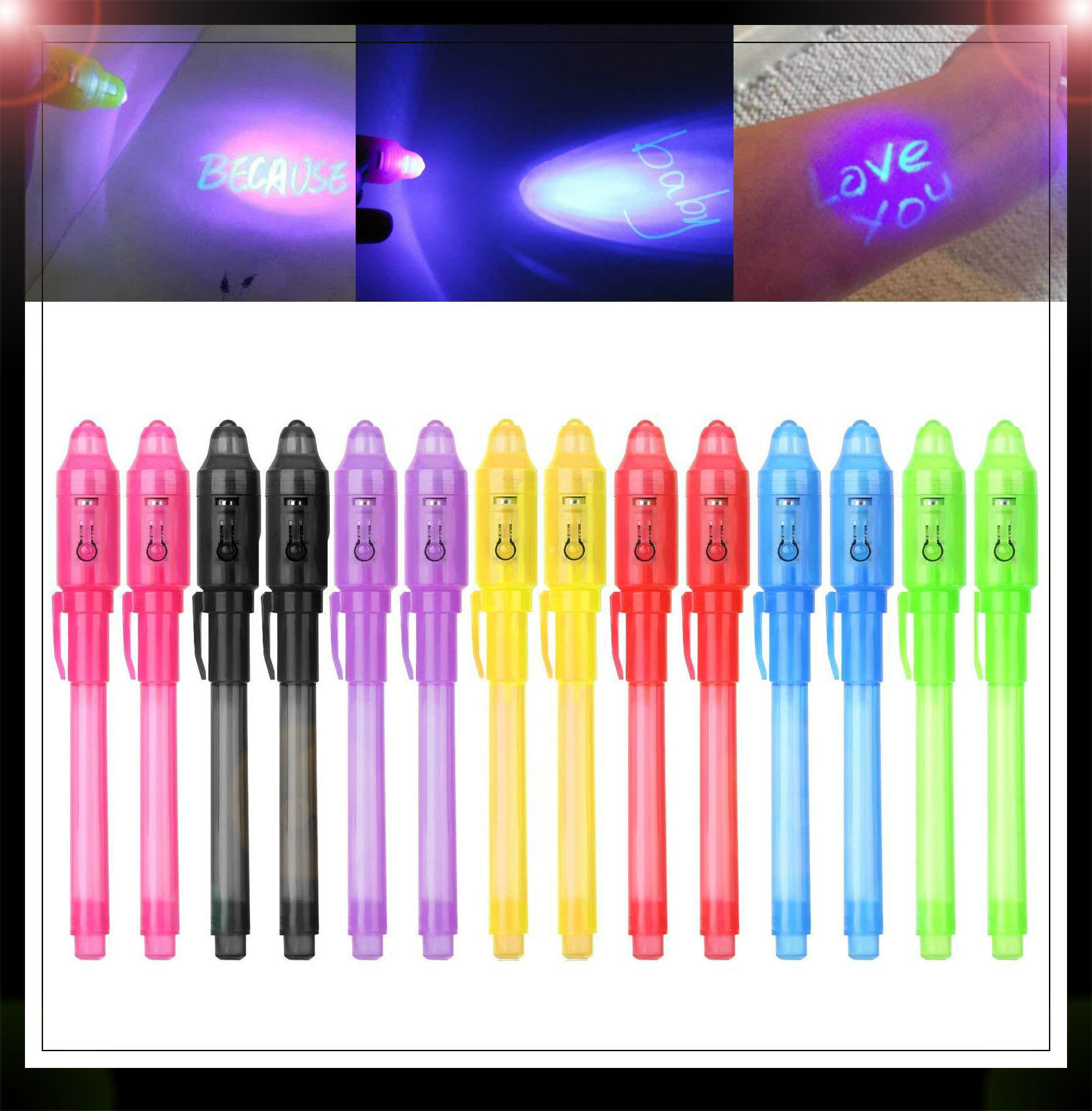 Magic 2 In 1 Light Combo Invisible Glow Ink Gyro Pen Popular Random Color Baby Kids Children Toys