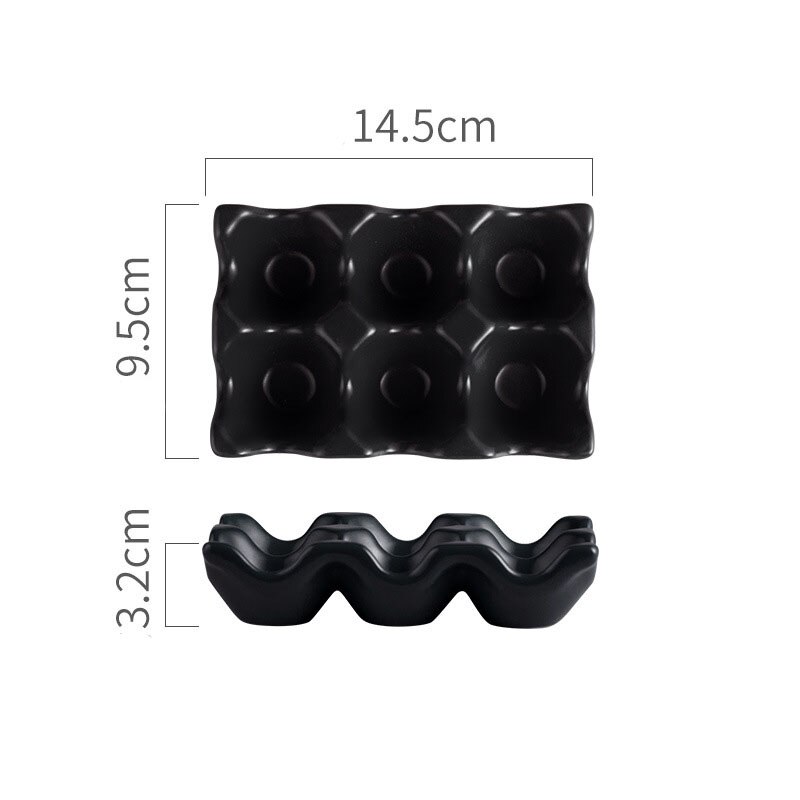 6 grille en céramique support à oeufs antidérapant antichoc oeufs plateau prévenir l'impact pause cuisine étagère de rangement réfrigérateur bac à légumes stockage: Black