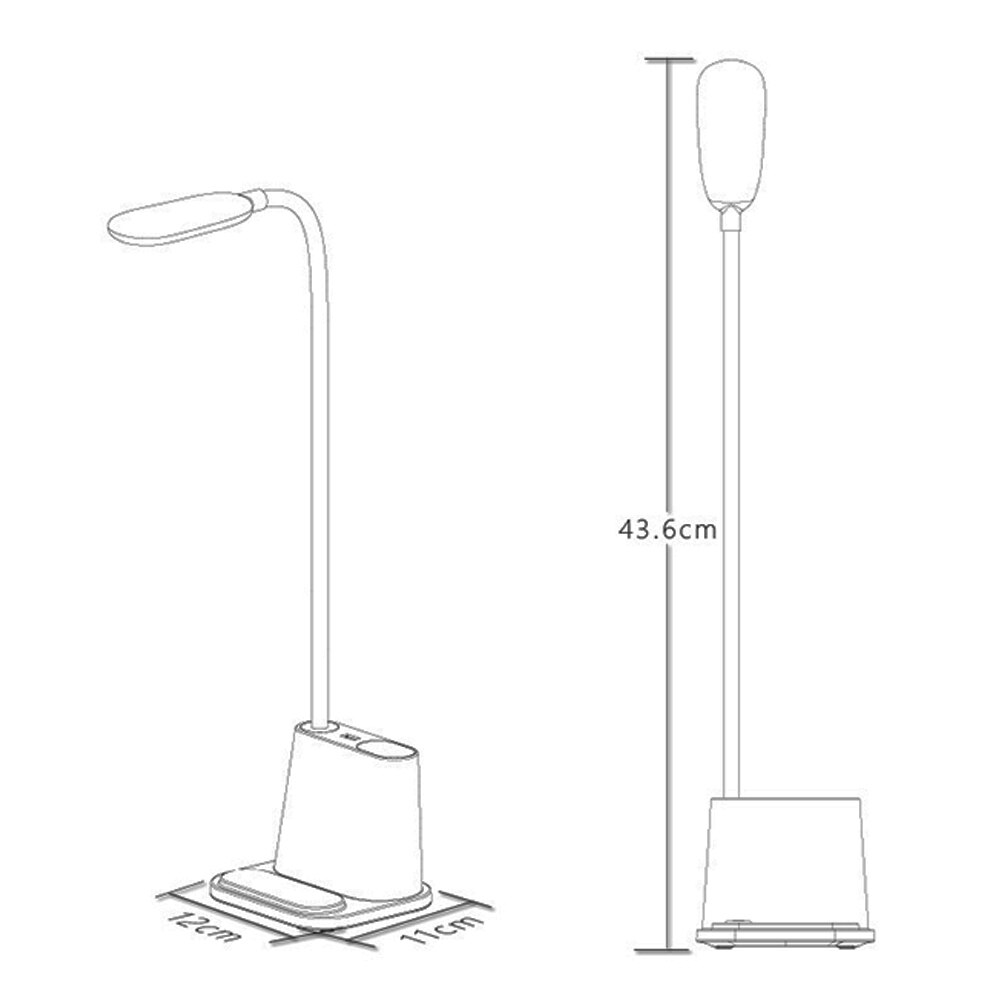 Bærbar bordlampe med usb -bærer, øyebeskyttende, oppladbar bordlampe med viftepennholder, skrivebordslampe