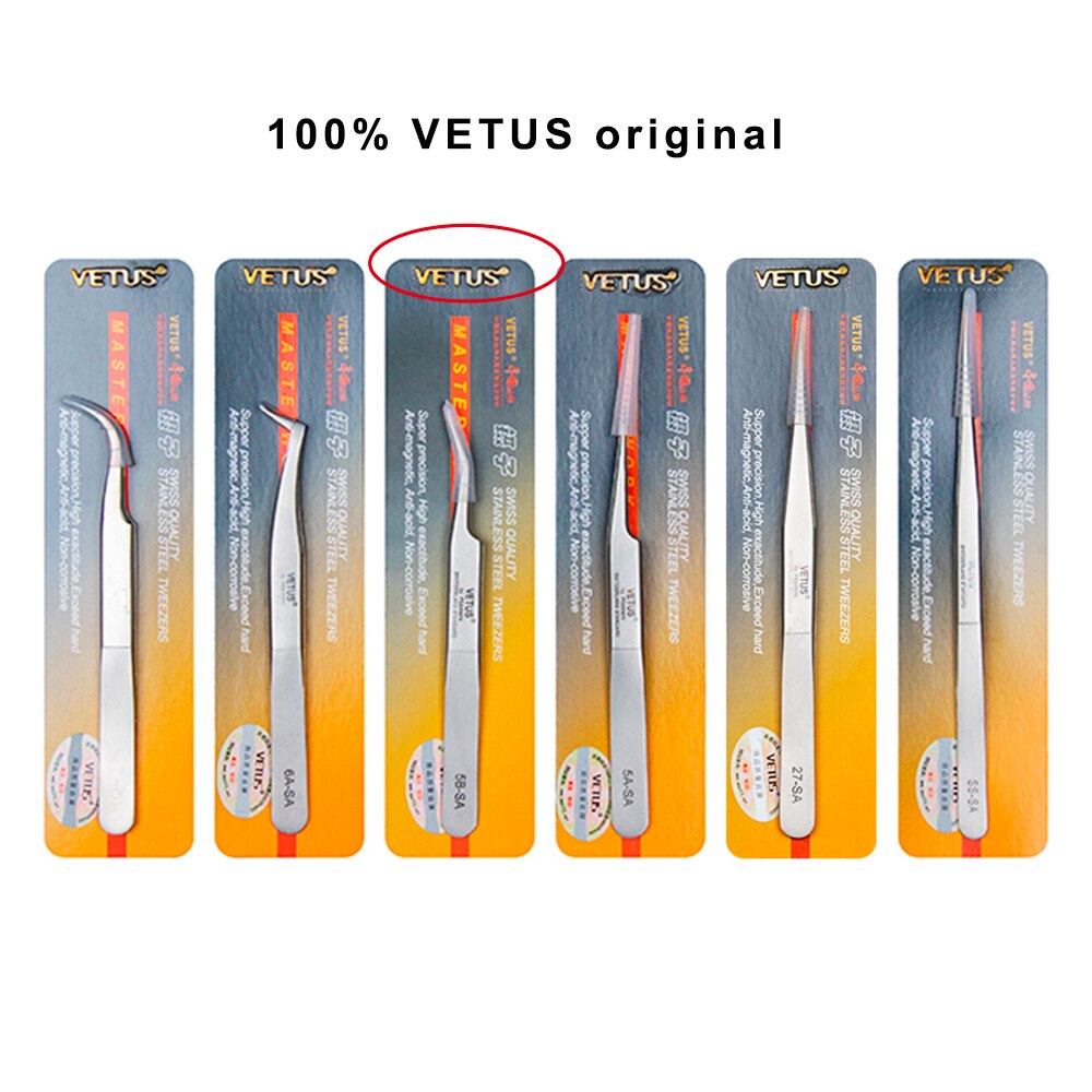VETUS Stainless Steel Tweezers High Precision set Eyelash Extension 3d Eyelashes Extensions Vetus Tweezer Tools Pincet