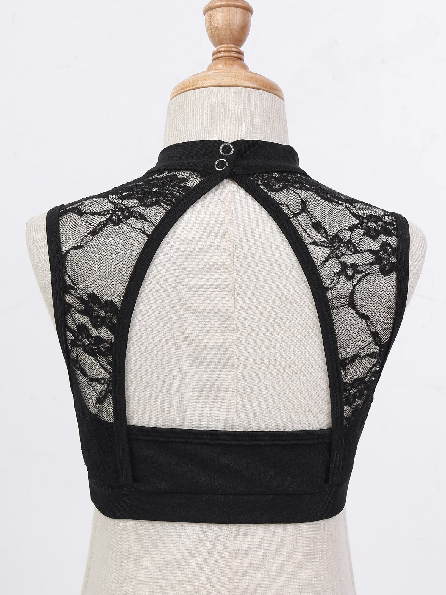 Kids Teens Girls Sleeveless Backless Lace Mesh Flower Dance Crop Top Girls Ballet Workout Gymnastics Tank Tops Ballet Dancewear