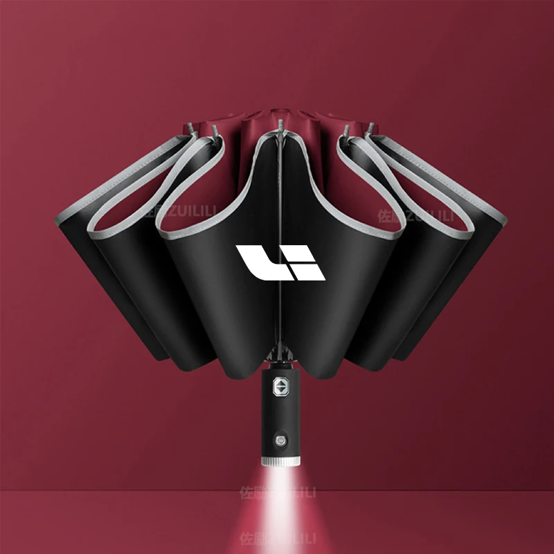 Parasol automático plegable a prueba de viento para coche, sombrilla IDEAL para llevar Li Auto One L6 L7 L8 L9 MEGA, accesorios interiores automotrices: Rojo