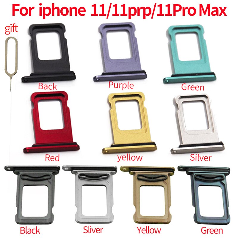 SIM Card Tray For iPhone 11 Pro Max 11Pro Reader Connector Slot Tray Holder With Waterproof Ring