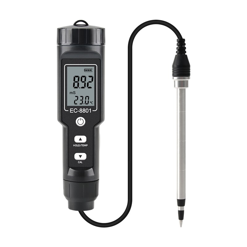 Portable Digital EC/Temperature Soil Tester Meter Farm Measurement Backlit Display Removable Electrode Waterproof Test Planting: EC-8801B