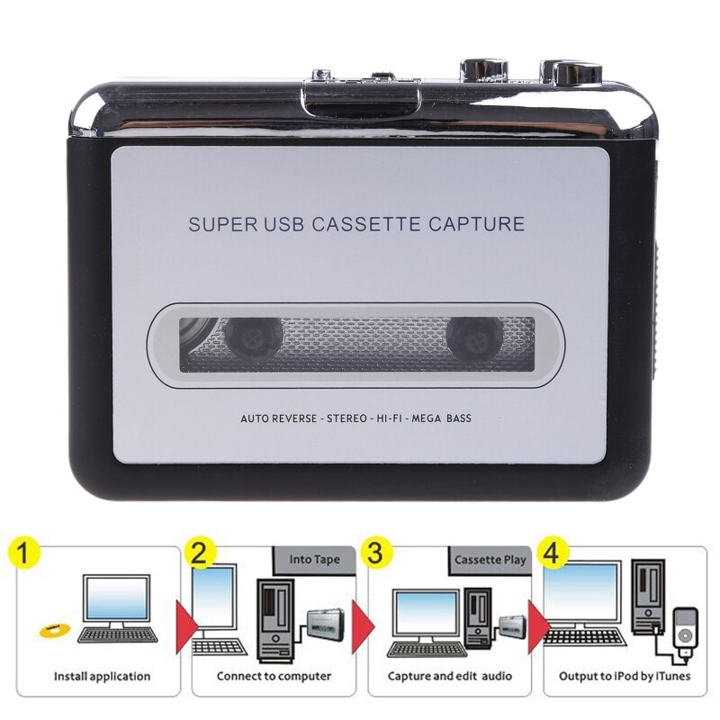 Baladeur de Capture USB avec inversion automatique, lecteur Cassette vers PC, ancien convertisseur de Format MP3