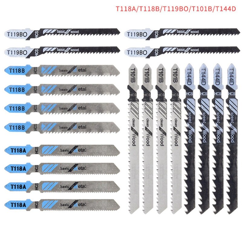 20 stuks zaagbladen t-schacht decoupeerzaagbladen diverse bladen voor hout kunststof metaal zagen zaagbladen gemaakt