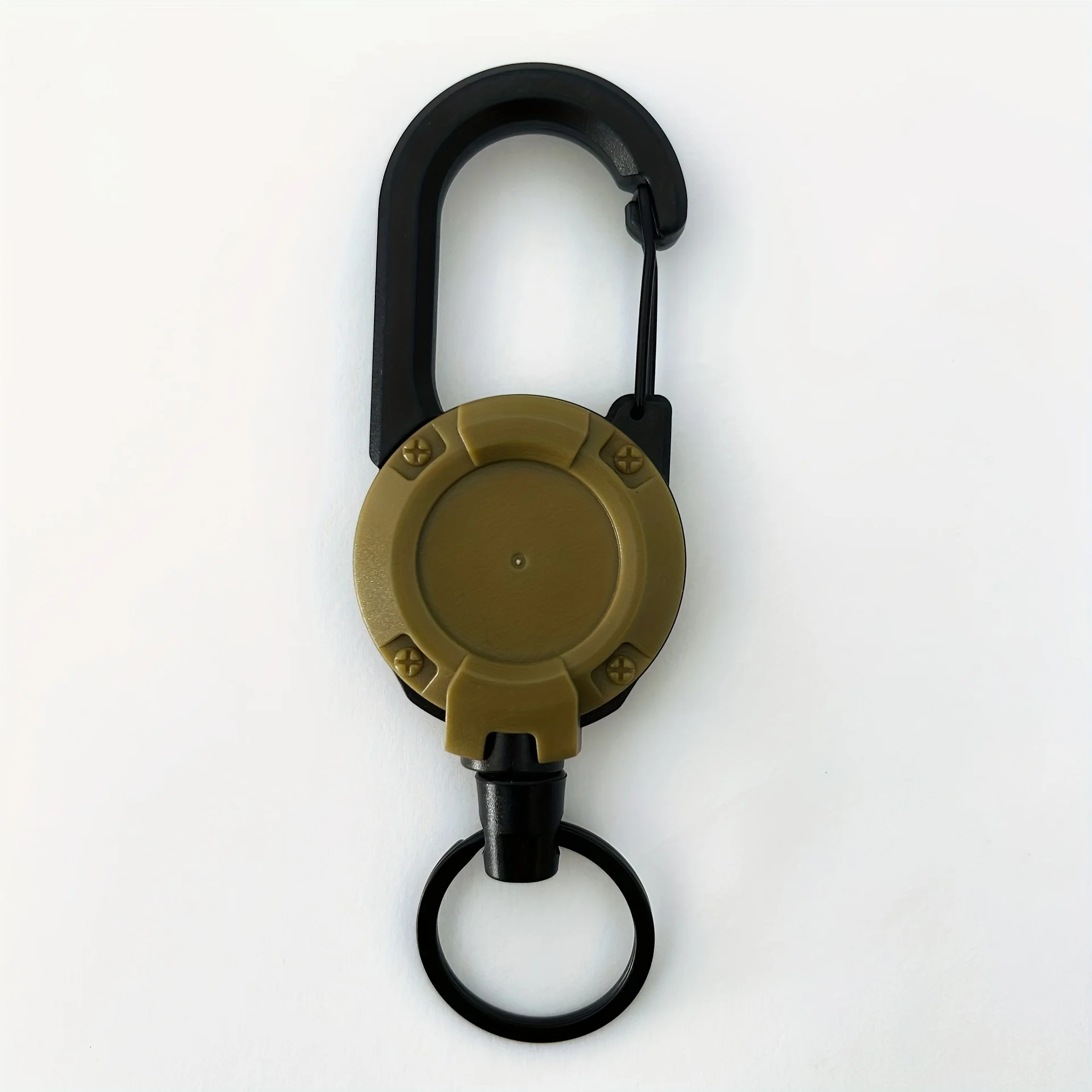 1/2/4 Uds soportes retráctiles extensibles llavero carretes de insignia Clip resistente con mosquetón llavero para hombres bolsas al aire libre: Negro