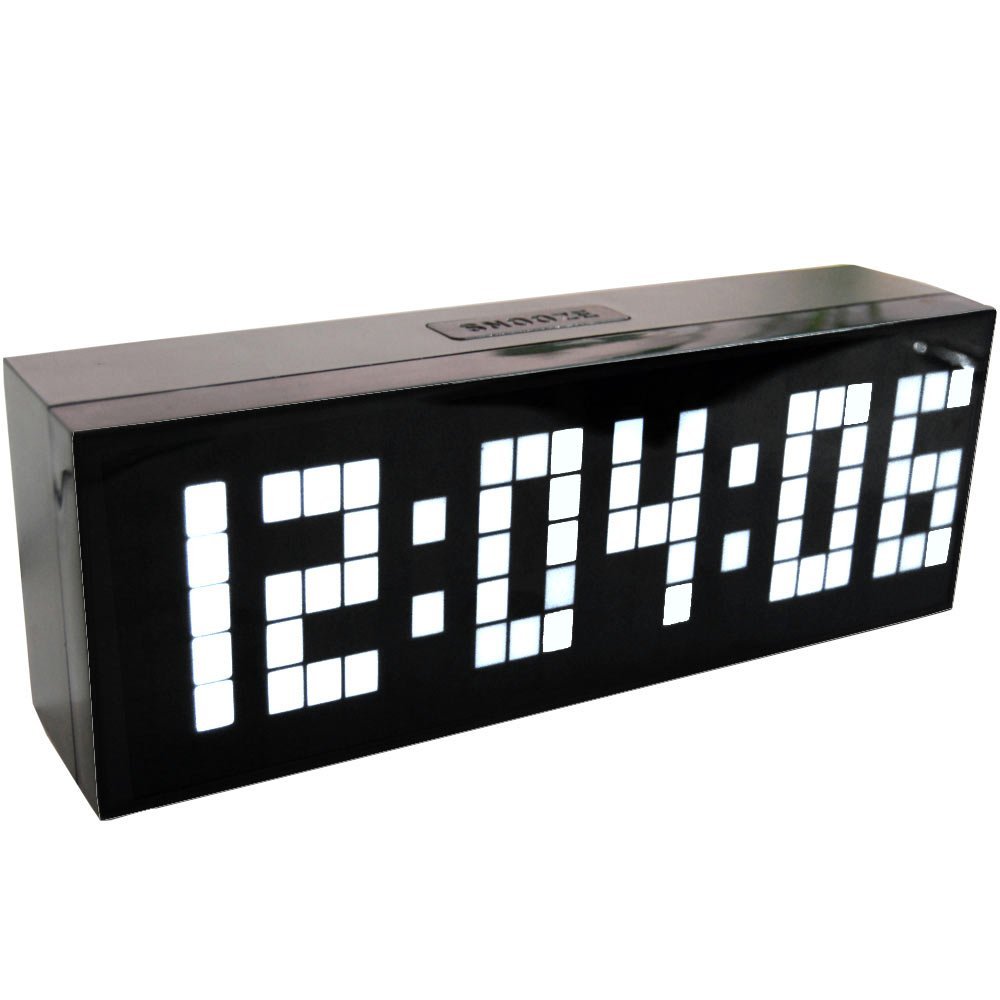 4 färger led klocka digital väckarklocka vägg bord skrivbord med snooze kalender temperatur chiristmas: 6 digi 5 pixlar vit