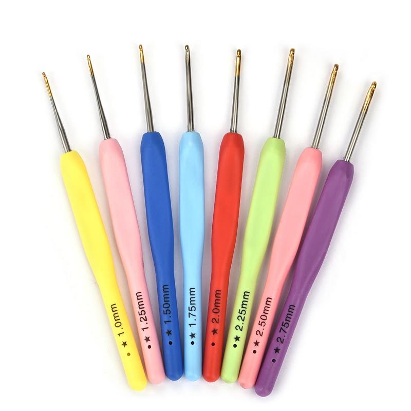 8Pcs Mix Size 2.5mm-6mm Crochet Hook Knit Weave Yarn Craft Knitting Needle Plastic Handle Knitting Hooks Needles Tools Christmas: Multicolor 1-2.75mm