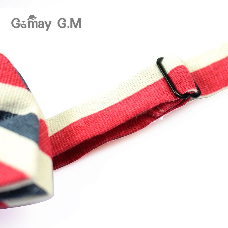 Men Striped Bowtie Casual Neckwear Adjustable Mens Bow Tie for wedding England Style Adult Linen Ties