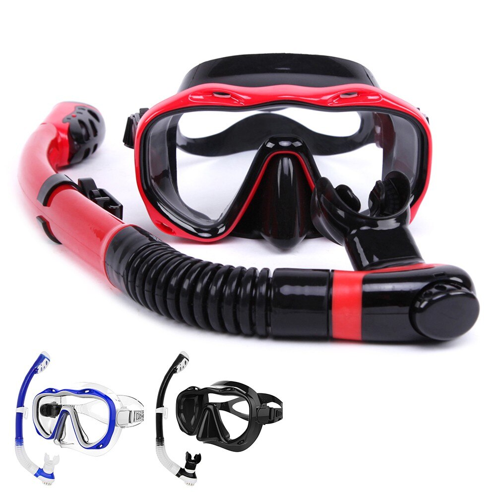 Diving Mask and Snorkel Set - Full Dry Tube - Hard Glass Lens - Swimming Gear