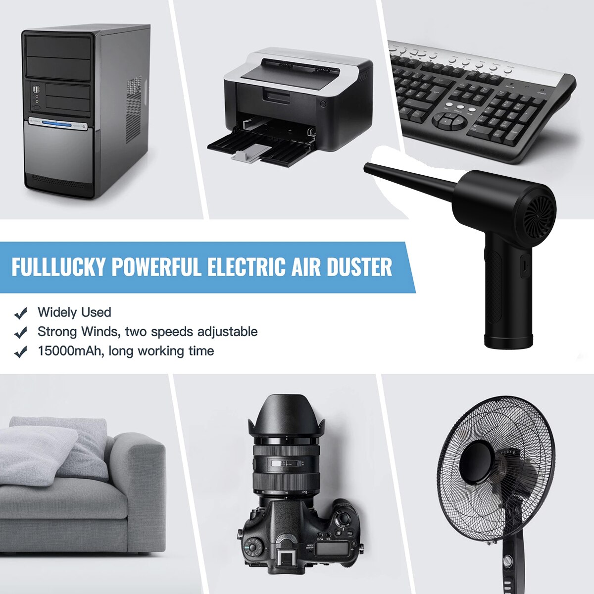 Electric Air Duster Chargeable,Compressed Air Cans USB,Cordless Air blower Cleaning Dust,Laptop Cleaner, Computer PC canned air