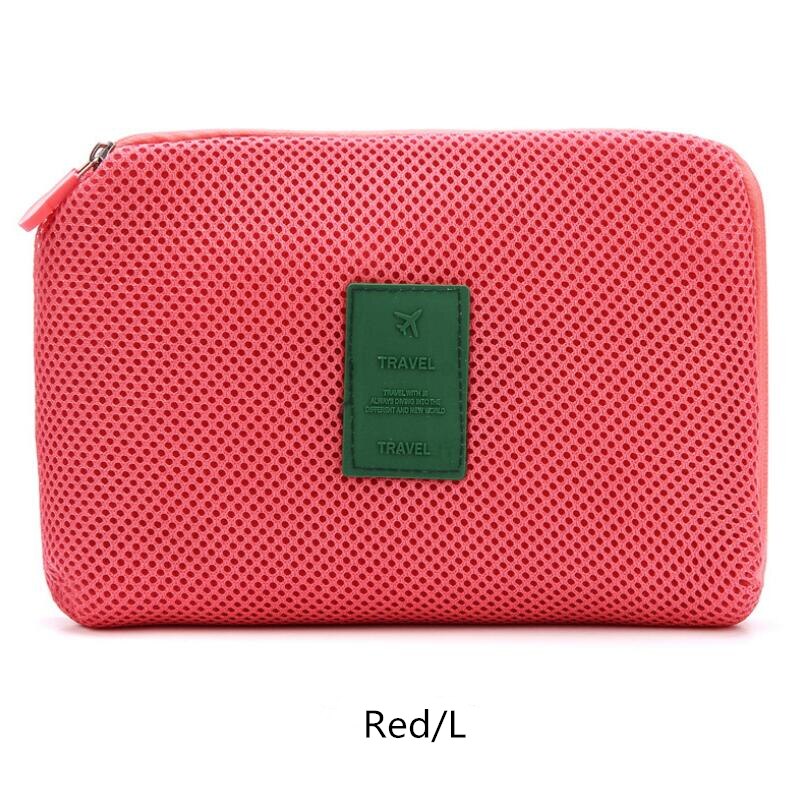 antichoc voyage numérique USB chargeur câble étui pour écouteurs maquillage cosmétique organisateur accessoires sac: Red-L