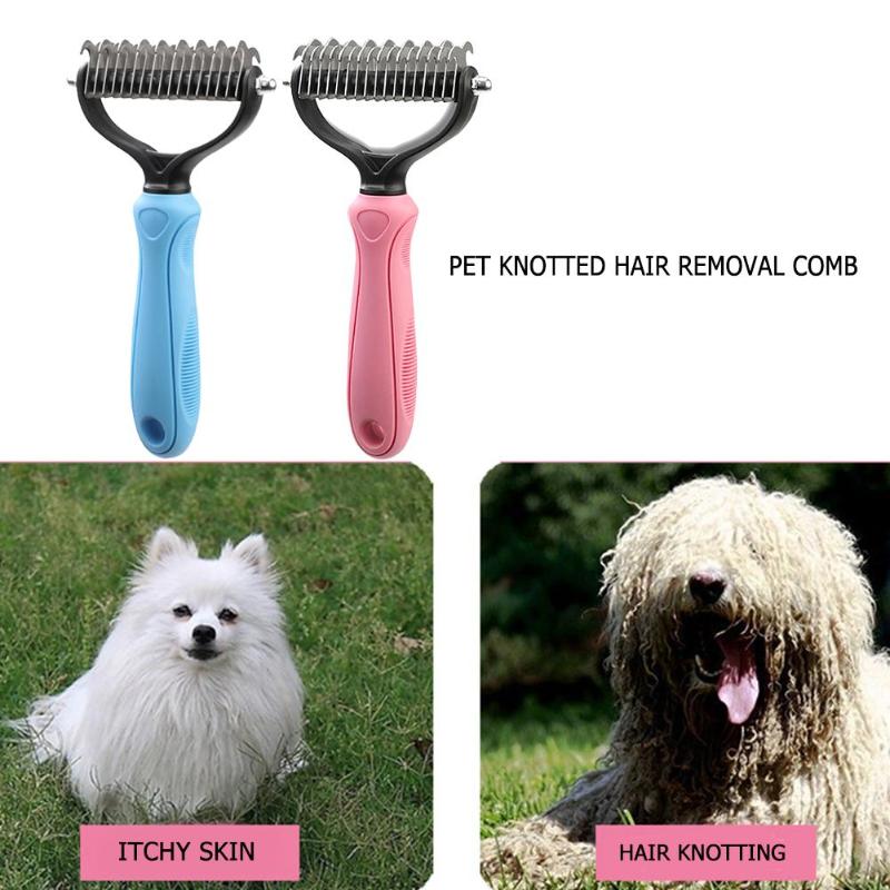 Peigne de coupe de noeud de fourrure pour animaux de compagnie enlever râteau toilettage brosse de perte râteau peigne pour chien chat cheveux outils de toilettage fournitures pour animaux de compagnie