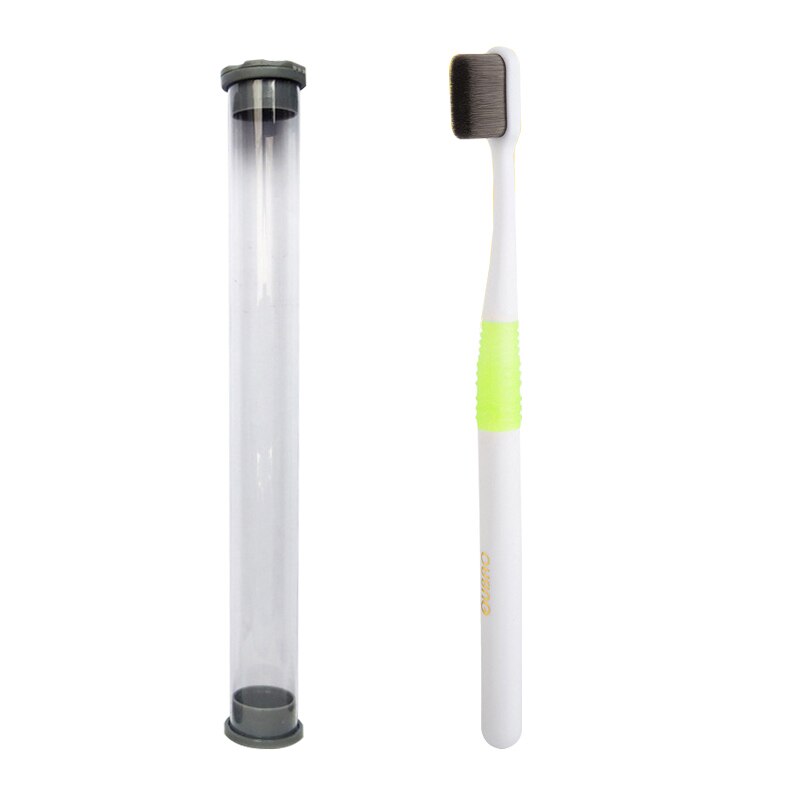 Super Dichte Haren Tandenborstel Ultrasoft Bamboe Houtskool Vezels Zacht Mondverzorging Voor Kids Zwangere Gevoelig Tandvlees Met Case: Green 2