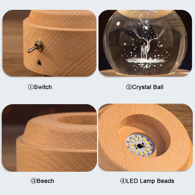 Sfera di cristallo di Legno Carillon Musicale Scatola Luminosa del proiettore Rotante Innovativo Regalo Di Compleanno Carillon A Manovella A Mano Meccanismo di Regalo