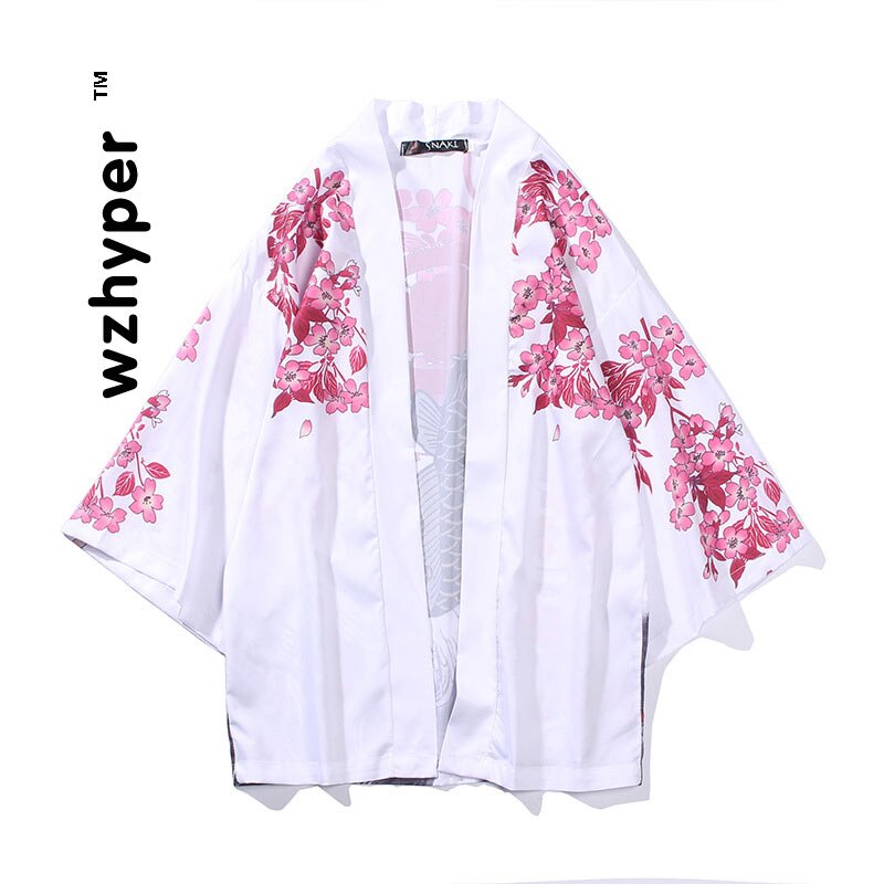 Samurai Crane-Kimono de estilo japonés Haori para hombre y mujer, cárdigan, ropa tradicional china, ropa asiática, Kimono tradicional: White / XXL