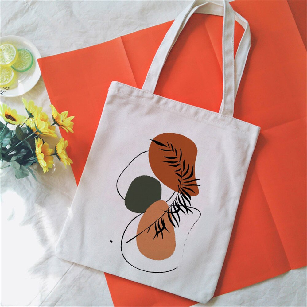 Bouquet Printing Canvas Tote Bag Aesthetic Line Drawing Plant Print Canvas Bags Harajuku Ulzzang Shoulder Bag Handbag: 2329